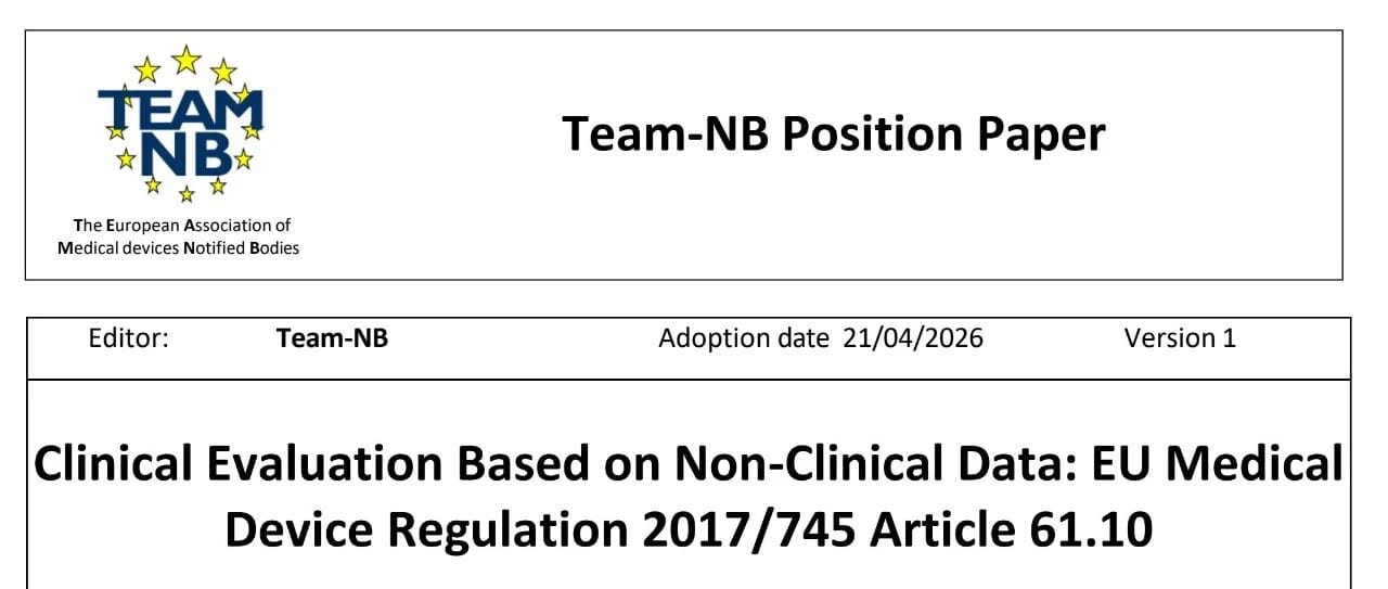 Team-NB Position Paper on Clinical Evaluation Based on Non-Clinical Data: MDR 2017/745 Article 61(10)